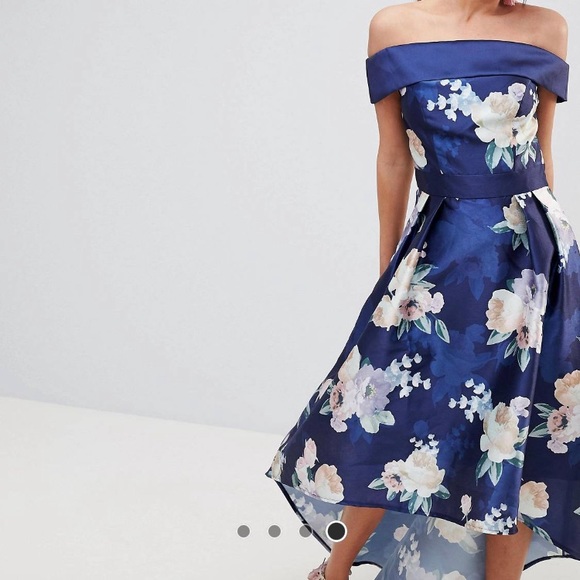 Chi Chi London satin midi dress high low - Picture 3 of 8